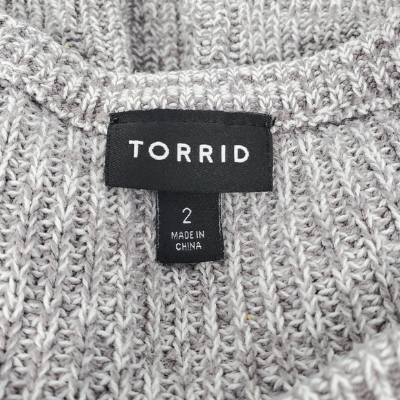 TORRID GREY MARL KEYHOLE TUNIC SWEATER COTTON BLEND WOMEN SIZE 2 2X PULLOVER - Picture 7 of 13